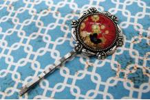 Barrettes à cheveux argent vieilli et cabochon