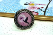 Bague laiton argenté et cabochon
