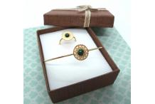 Parure bague, bracelet acier doré et Malachite