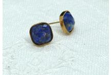Boucles d'oreilles acier doré et pierre semi précieuse