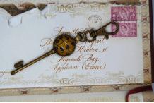 Porte-clefs laiton bronze et cabochon